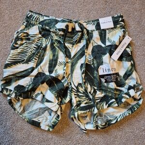 🌿5/$25 New Womens M. Purple&More Linen Cotton Hawaiian Plam Leaf Green Nwt